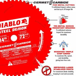 Diablo Steel Demon Cermet II 14 in. 72 TPI Carbide Circular Saw Blade for Ferrous Metals thumbnail 3