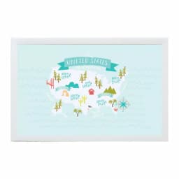 Petal Lane Home Alexa United States Map Art Magnetic Memo Board, White Frame thumbnail 1