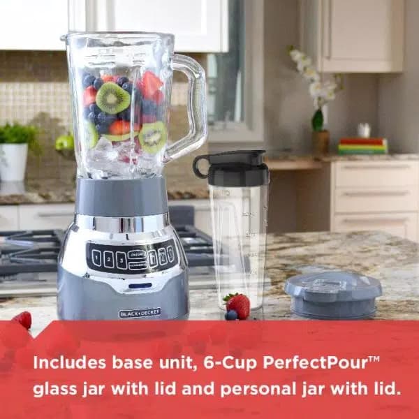 BLACK+DECKER PowerCrush 48 oz. Digital Blender with Quiet Technology, 900W, Silver