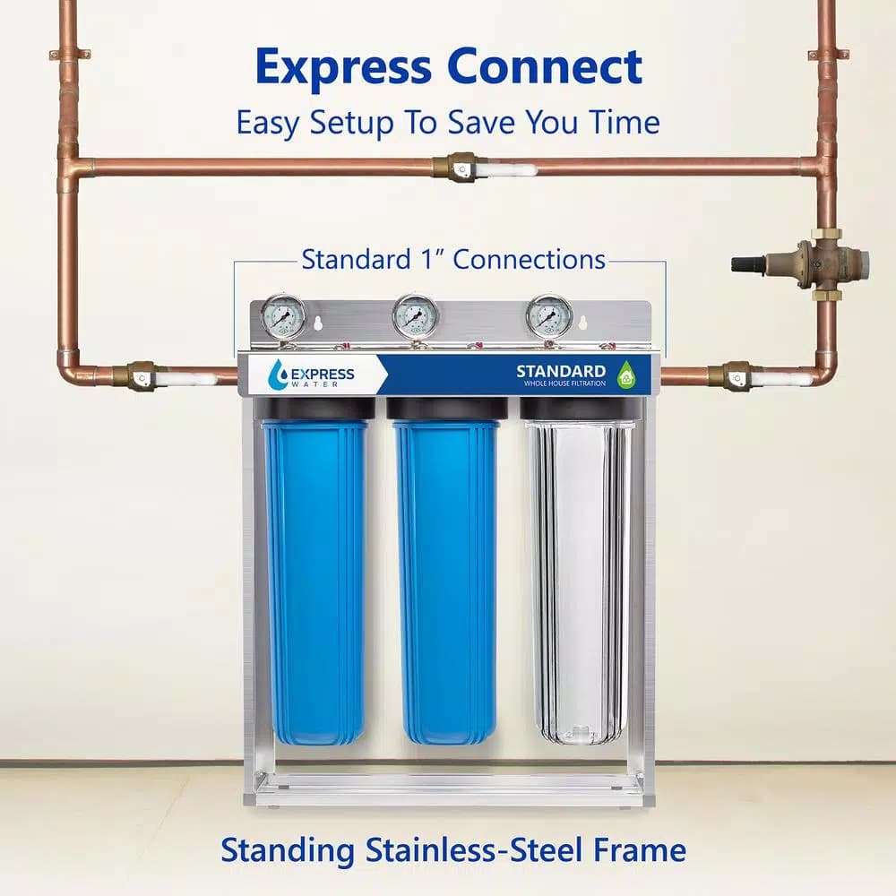 Express Water 3-Stage Whole House Water Filtration System - SED, Carbon, & Coconut Shell Carbon