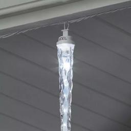 LightShow 48-Light White Shooting Star Icicle LED String Light, 7 ft Outdoor Holiday Decor thumbnail 4