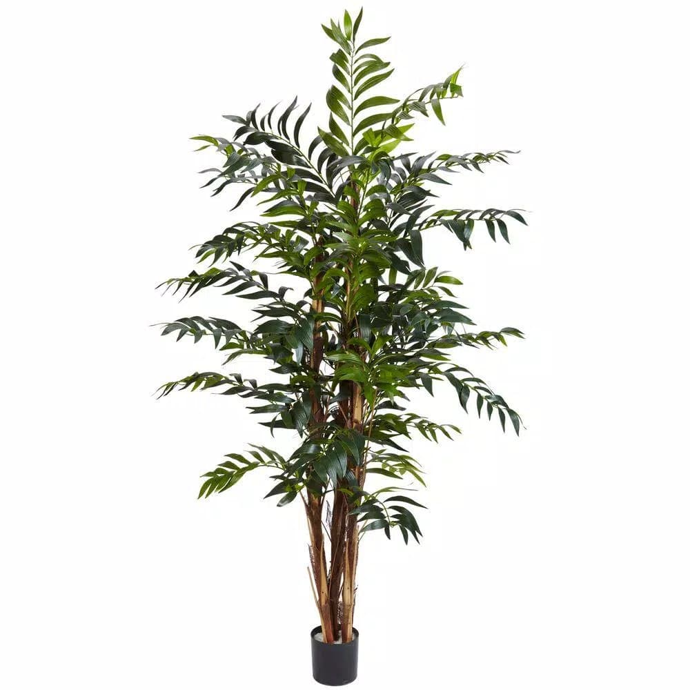 Nearly Natural 5 ft. Green Bamboo Palm Silk Tree with 690 Emerald Leaves