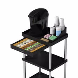 Mind Reader 3-Tier 7-Compartment Rolling Black Coffee Cart with Storage Drawer thumbnail 7