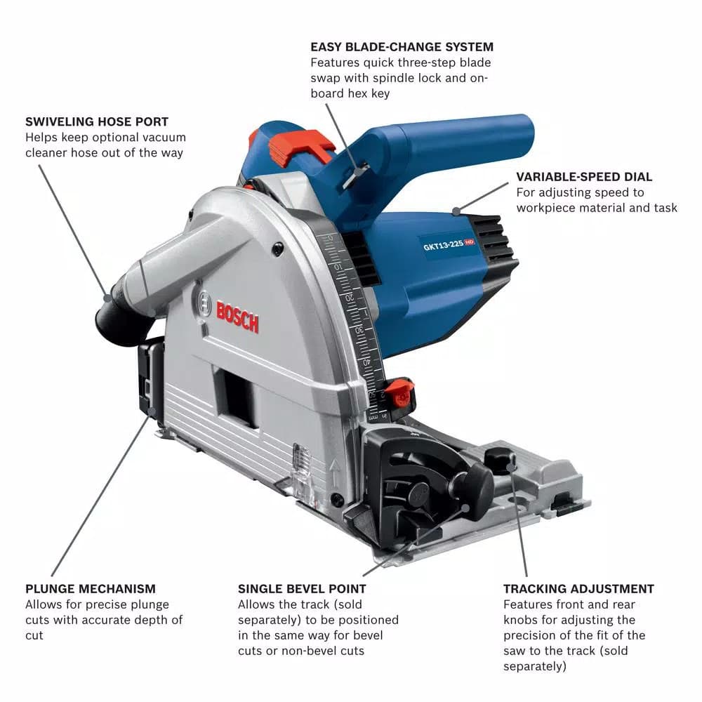 Bosch GKT13-225 6-1/2 in. 13 Amp Corded Plunge Track Saw with L-BOXX Case