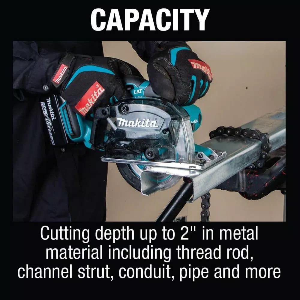 Makita 18V LXT Cordless 5-3/8 in. Metal Cutting Saw Kit with 2 5.0 Ah Batteries and Rapid Optimum Charger