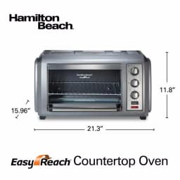 Hamilton Beach Easy Reach 1500W 6-Slice Convection Toaster Oven with Roll-Top Door, Grey thumbnail 2