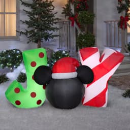 Unbranded Disney Mickey Mouse Head JOY Inflatable Christmas Yard Sign, 5 ft. Wide thumbnail 2