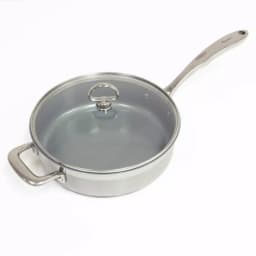 Chantal Induction 21 Steel 10 in. Stainless Steel Ceramic Nonstick Skillet with Glass Lid, Brushed Stainless Steel thumbnail 1