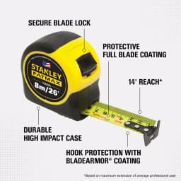 STANLEY FATMAX 26 ft. Tape Measure, Metric and SAE Dual Scale thumbnail 2