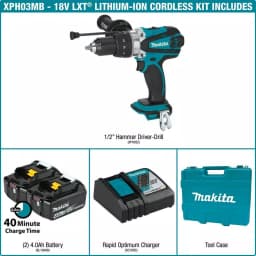 Makita 18V LXT Cordless 1/2 in. Hammer Driver-Drill Kit with (2) 4.0 Ah Batteries, Charger, and Hard Case thumbnail 2