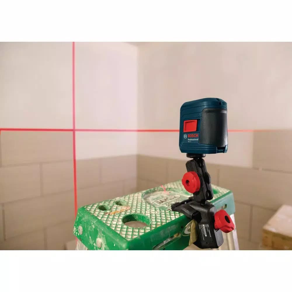 Bosch Tile Laser Square Level and GLL 2 Cross Line Laser Combo with Clamping Mount