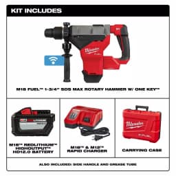 Milwaukee M18 FUEL 1-3/4 in. SDS-MAX Rotary Hammer Kit with 12.0 Ah Battery & ONE-KEY thumbnail 2