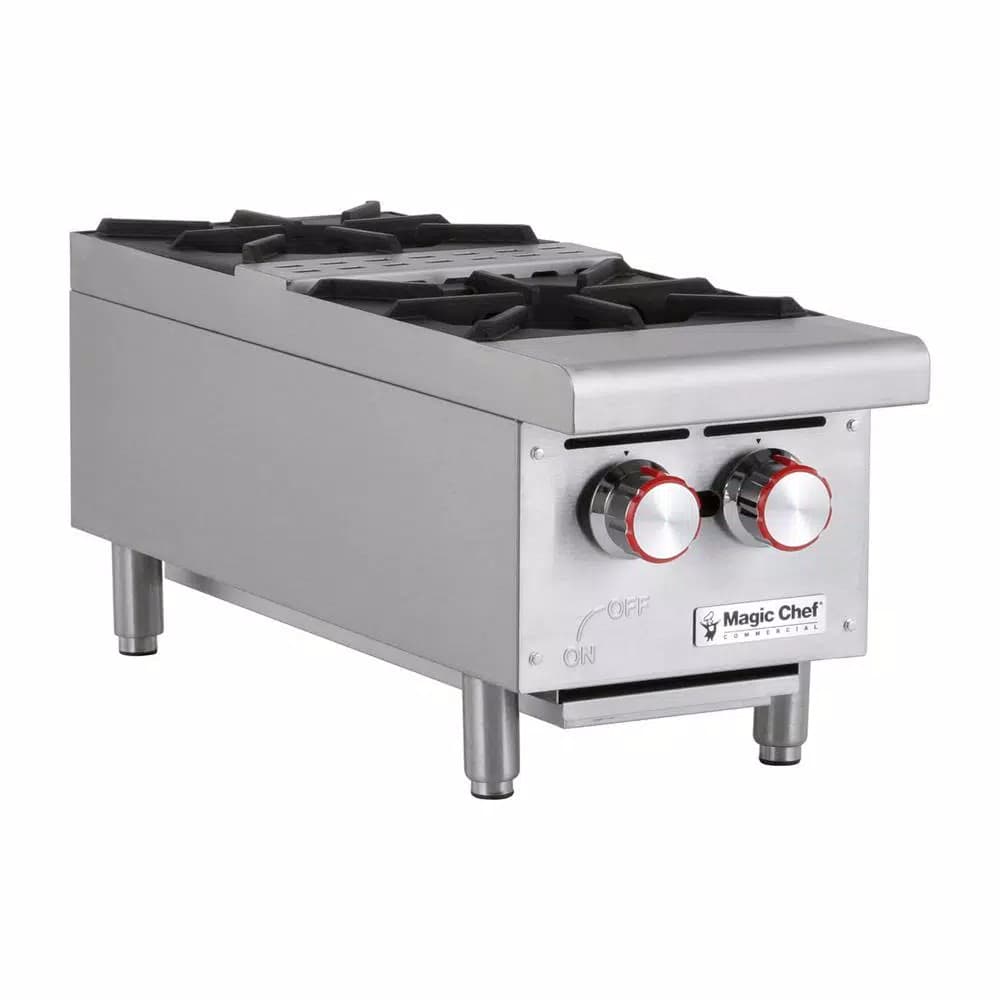 Unbranded Magic Chef Commercial 12 in. 2-Burner Gas Countertop Hot Plate Range, 50,000 BTUs