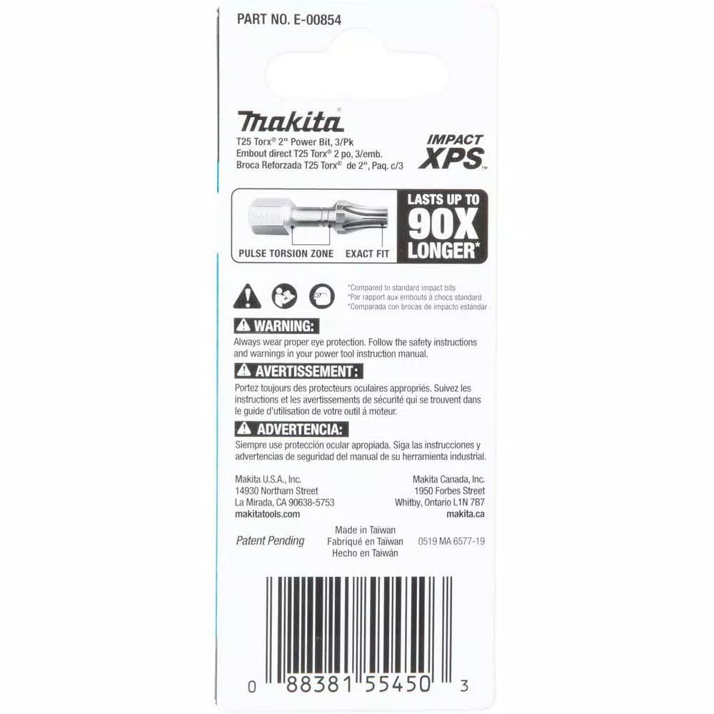 Makita ImpactXPS T25 Torx 2 in. Power Bits, 3-Pack