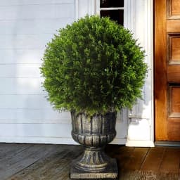 National Tree Company 27 in. Artificial Juniper Ball Topiary Tree in Decorative Gray Urn thumbnail 2