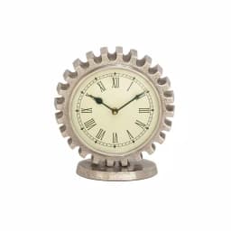 LITTON LANE Vintage Silver Gear Table Clock - Industrial Style Analog Quartz Clock thumbnail 3