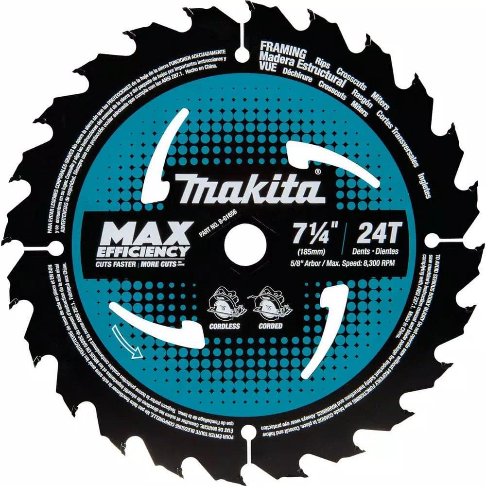Makita 7-1/4 in. 24T Carbide-Tipped Ultra-Thin Kerf Framing Circular Saw Blade (10-Pack)