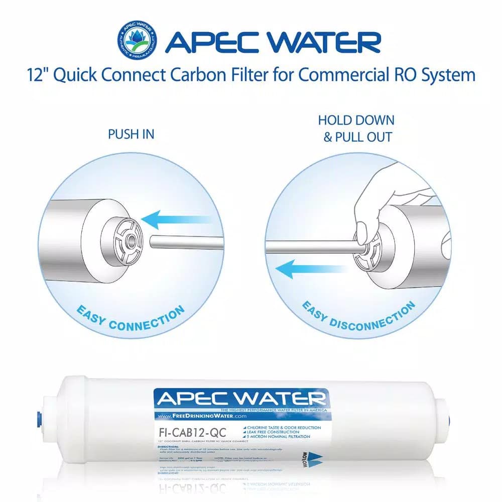 APEC Water Systems 12 in. Commercial Grade Inline Carbon Post-Filter, 3/8 in. Output for APEC Light Commercial RO Systems