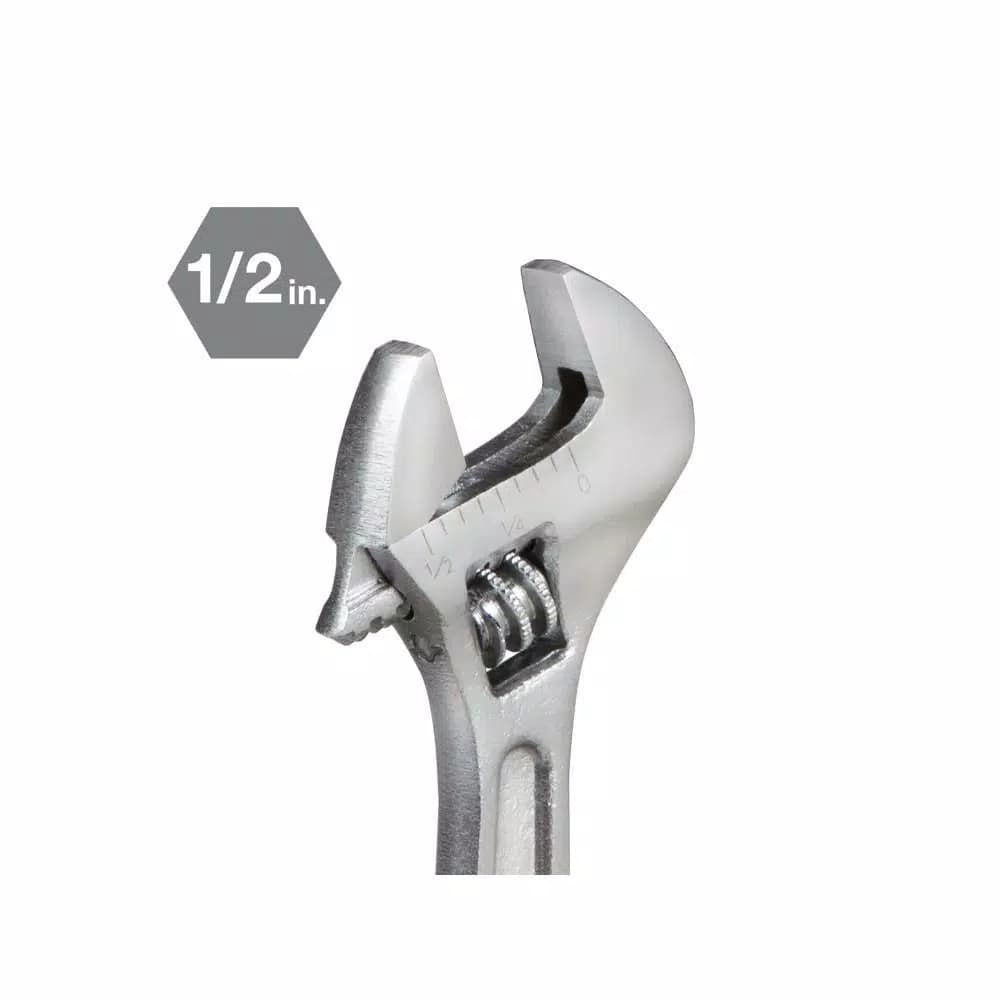 TEKTON 4 in. Adjustable Wrench, Carbon Steel with Satin Chrome Finish