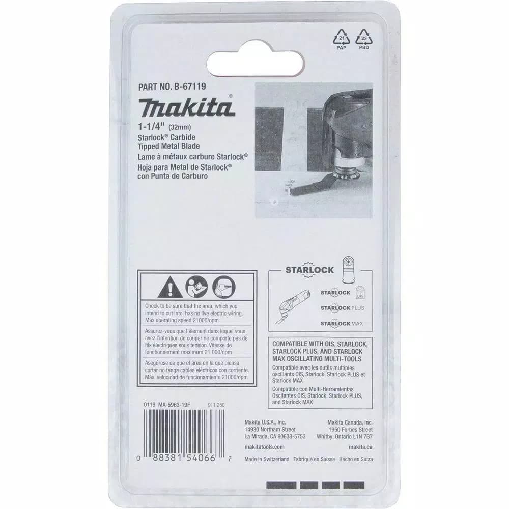 Makita 1-1/4 in. Starlock Carbide Tipped Metal Cutting Blade for Oscillating Multi-Tools