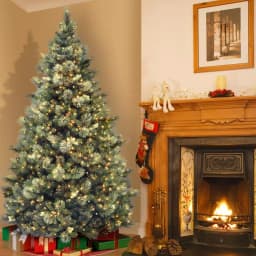 National Tree Company 7.5 ft. Carolina Pine Hinged Artificial Christmas Tree with 1000 Clear Lights and Flocked Cones thumbnail 2