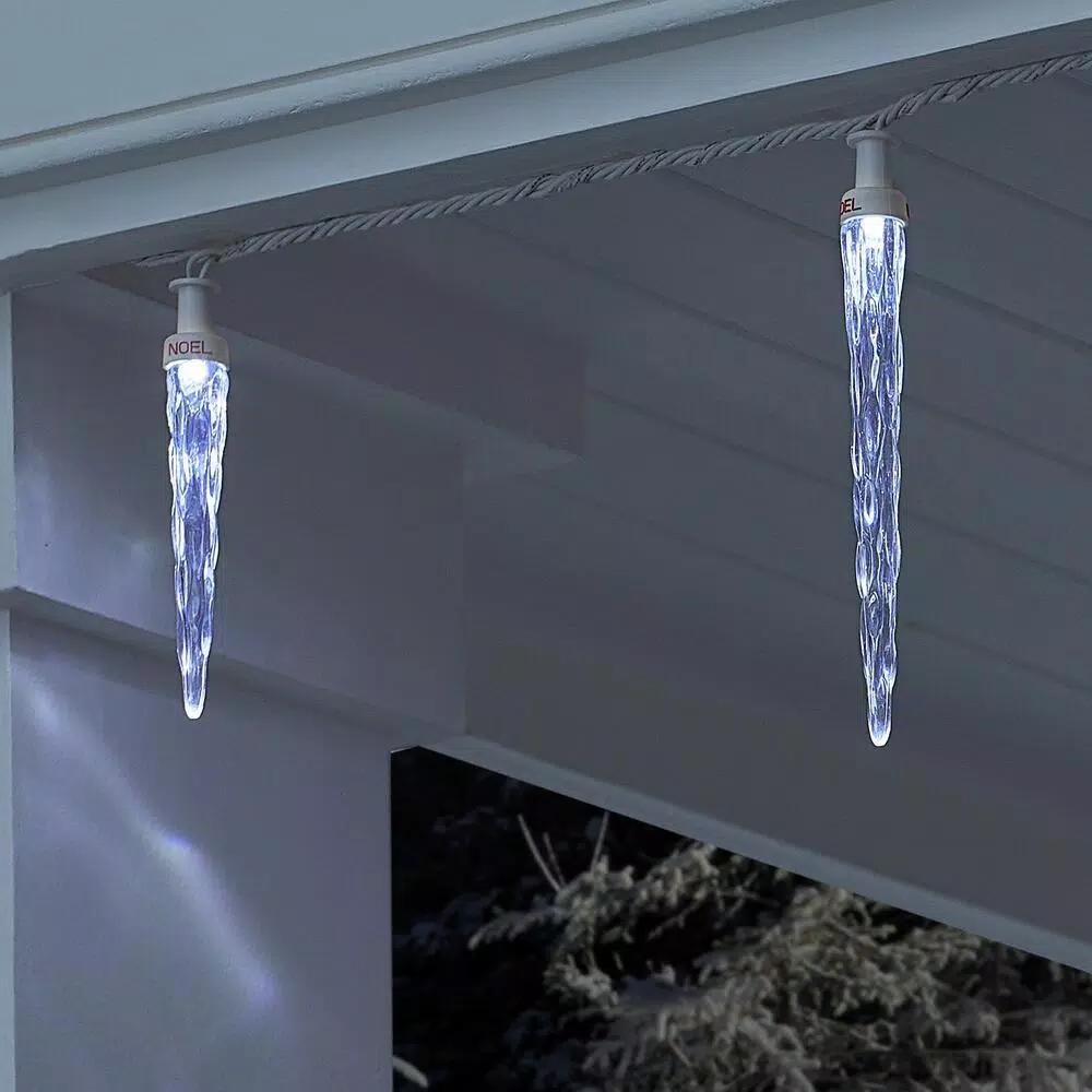 LightShow ColorMotion 24-Light White LED Icicle Christmas String Lights, 8 Effects, Outdoor/Indoor