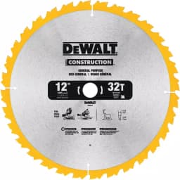 DEWALT 12 in. 32-Teeth Thin Kerf Construction Miter Saw Blade thumbnail 1