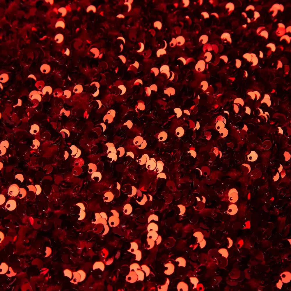 Glitzhome 48 in. Red Sequin Christmas Tree Skirt with White Faux Fur Cuff and Velvet Ropes
