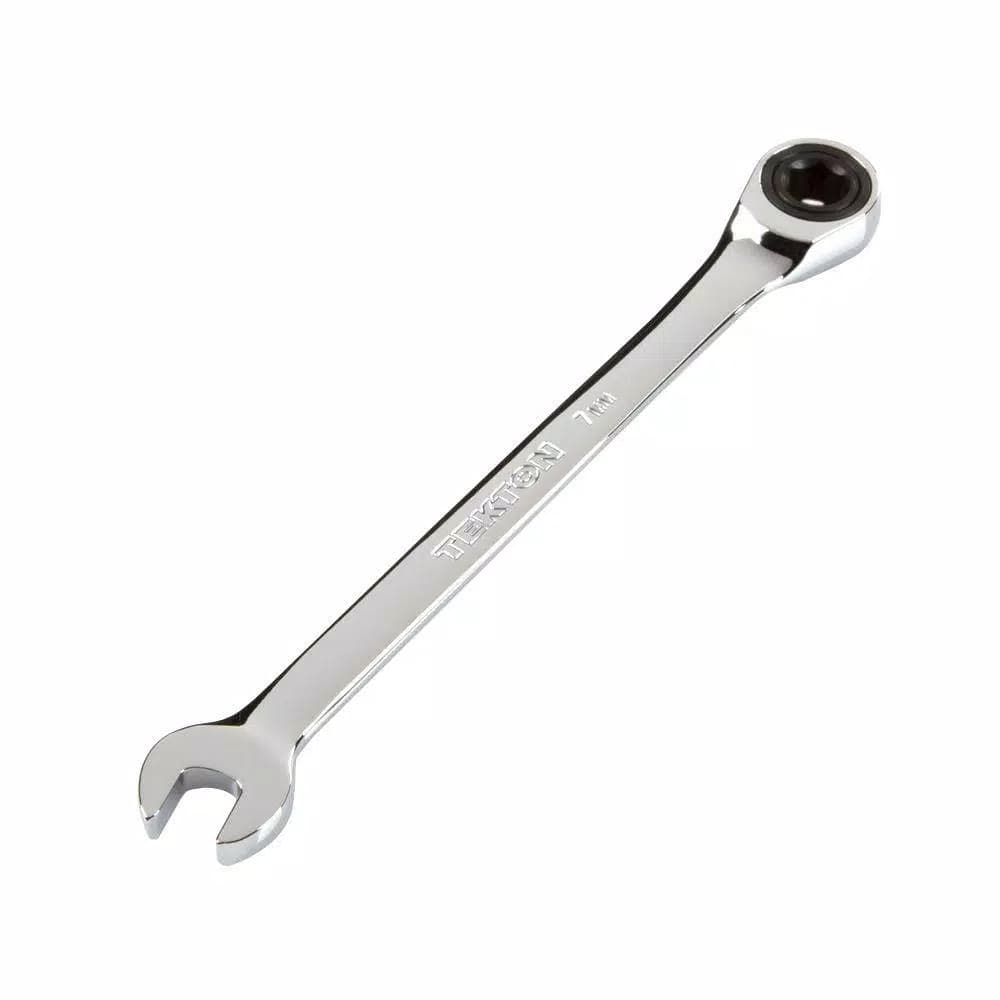 TEKTON 7 mm Ratcheting Combination Wrench, 6-Point Box End, 72-Tooth Gear