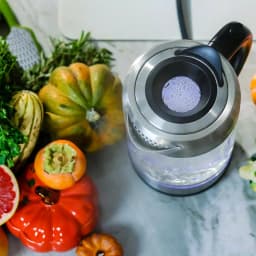 Ovente KG612S 1.7L Glass Electric Kettle, 1500W Silver Stainless Steel with Blue LED Light thumbnail 2