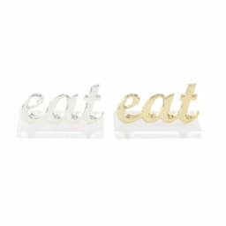 LITTON LANE Modern "Eat" Aluminum Letter Cutouts, Gold and Silver Set of 2 thumbnail 2