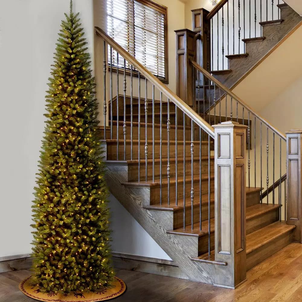 National Tree Company 10 ft. Kingswood Fir Pencil Artificial Christmas Tree with 600 Clear Lights
