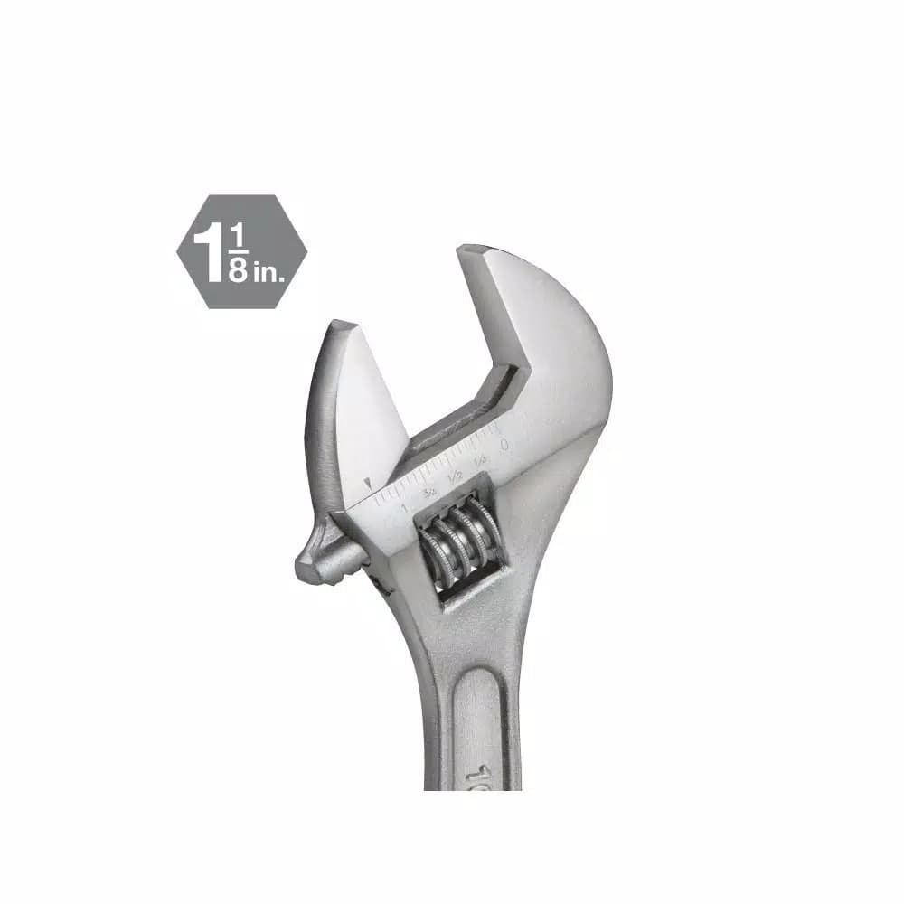 TEKTON 10 in. Adjustable Wrench, Carbon Steel with Satin Chrome Finish
