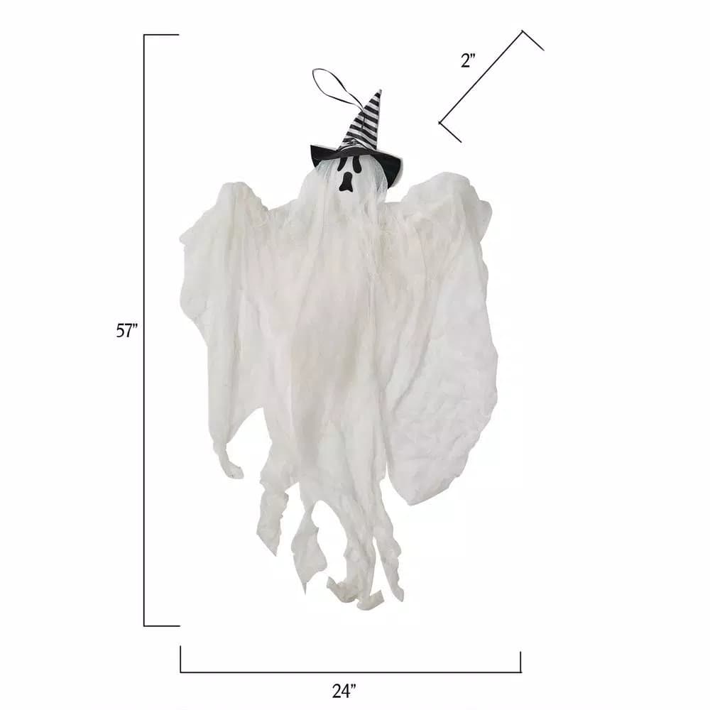 Worth Imports 57 in. Halloween Hanging Ghost Decor with Black and White Hat (Set of 2)