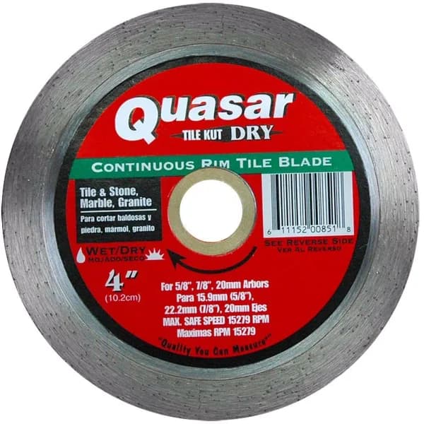 Quasar Tile Kut Platinum 4 in. Continuous Rim Diamond Blade for Tile, Stone, Marble & Granite