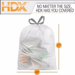 HDX 13 Gallon White Drawstring Kitchen Trash Bags, 55 Count thumbnail 3