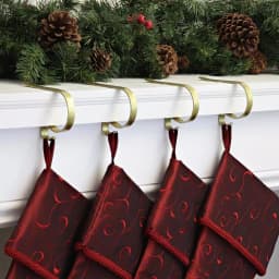 Haute Decor Gold Foil MantleClip Stocking Holders (4-Pack) - Adjustable Metal Holiday Decor thumbnail 2