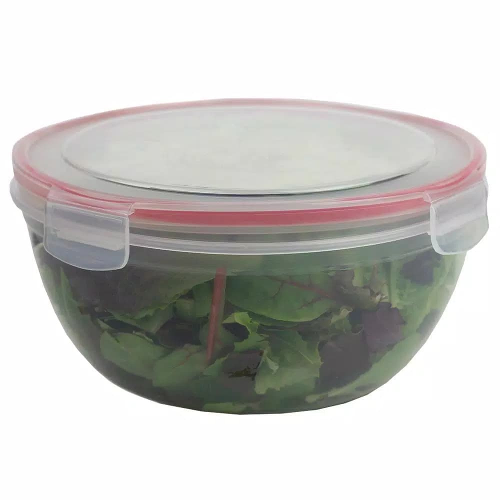 Unbranded 10-Piece Round Plastic Food Storage Container Set with Locking Snap-On Lids, Red