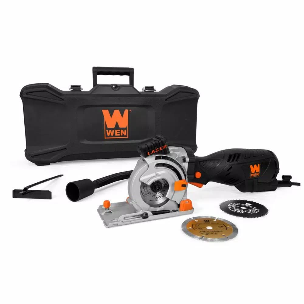 WEN 5 Amp 3-1/2 in. Compact Plunge Cut Circular Saw with Laser and Carrying Case