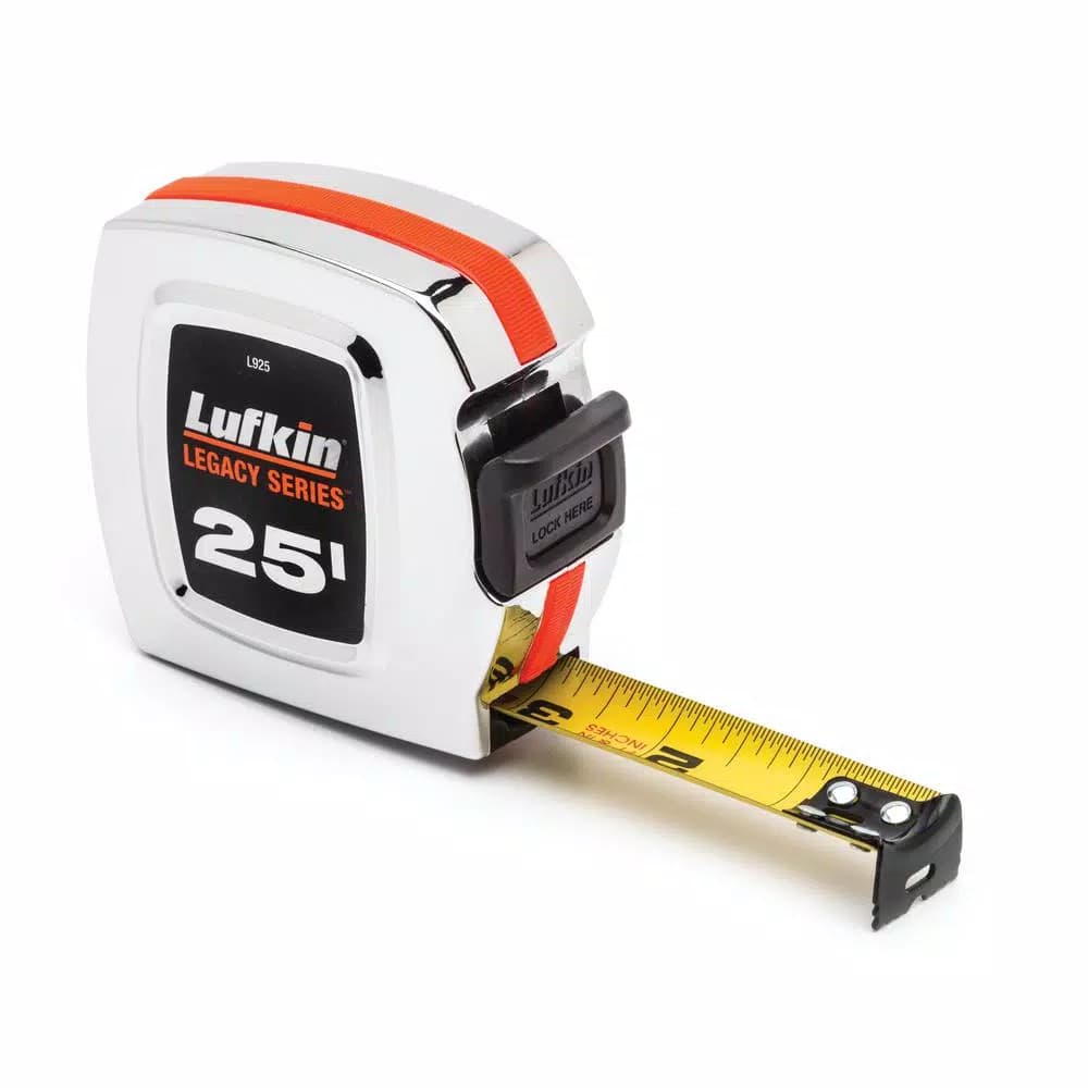 Lufkin Legacy Series 25 ft. Chrome Tape Measure, 1 in. Wide Blade, 8 in. Standout