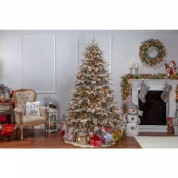Sterling 7.5 ft. Pre-Lit Flocked Vermont Spruce Artificial Christmas Tree with 900 Clear Lights thumbnail 3