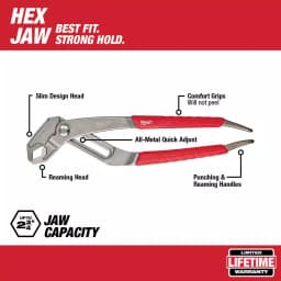 Milwaukee 12 in. Hex-Jaw Pliers with V-Jaw Geometry thumbnail 2