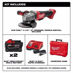 Milwaukee M18 FUEL 4-1/2 in./5 in. Cordless Angle Grinder Kit with (2) 9.0 Ah Batteries & Rapid Charger thumbnail 2