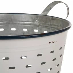 Glitzhome Farmhouse Enamel Metal Basket Set of 2 - White and Galvanized Iron Storage Baskets thumbnail 4