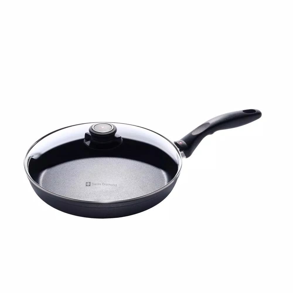 Swiss Diamond Classic Series 10.25 in. Cast Aluminum Nonstick Frying Pan with Glass Lid, Grey