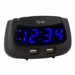 Equity by La Crosse Blue LED Dual USB Digital Alarm Clock with Adjustable Dimmer thumbnail 5