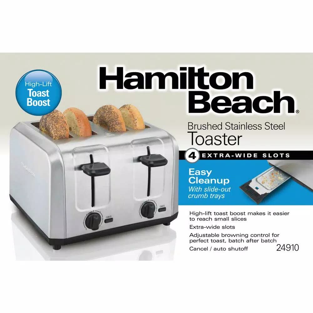 Hamilton Beach 4-Slice Stainless Steel Wide Slot Toaster with High-Lift Toast Boost