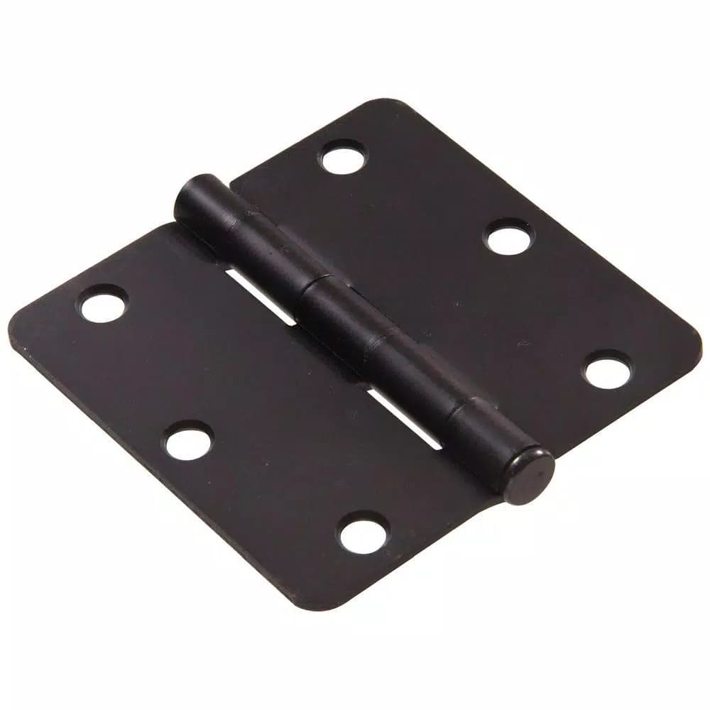 Hardware Essentials 3-1/2 in. Oil-Rubbed Bronze Residential Door Hinge, 1/4 in. Radius (9-Pack)