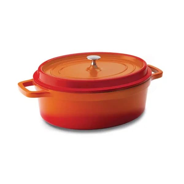 Hercules 3.3 qt. Oval Cast Aluminum Nonstick Ceramic Dutch Oven with Lid, Orange