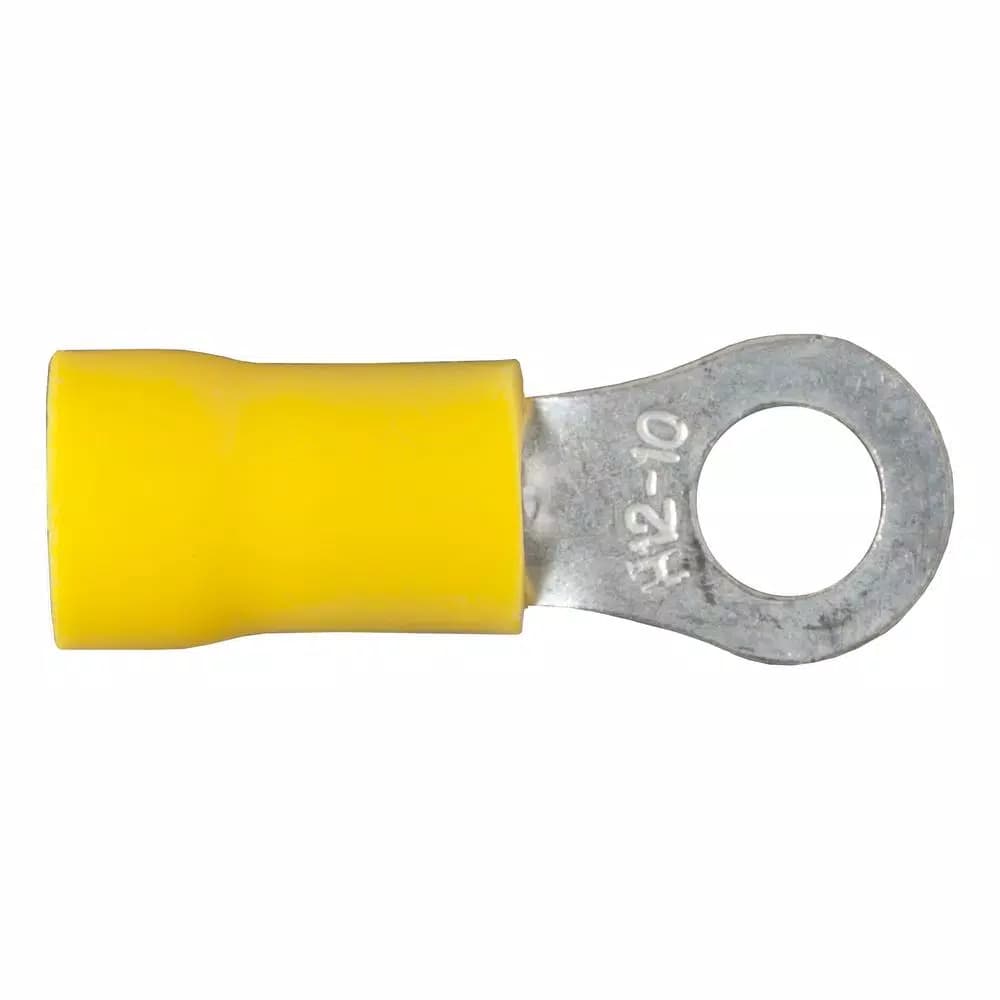 CURT Ring Terminals, 12-10 AWG Wire Gauge, #10 Stud Size, Yellow, 100-Pack